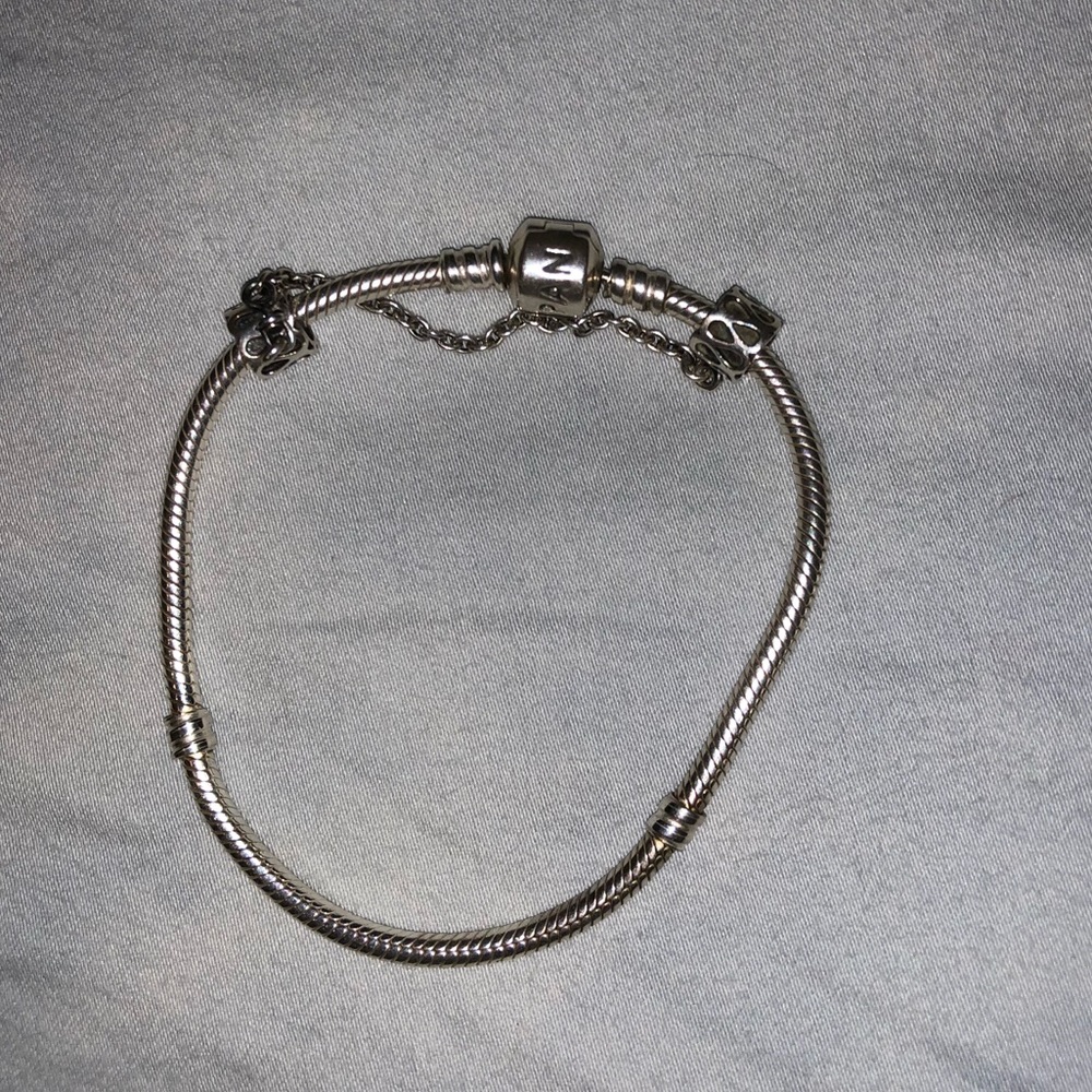 Authentic Pandora Bracelet With Safety Chain